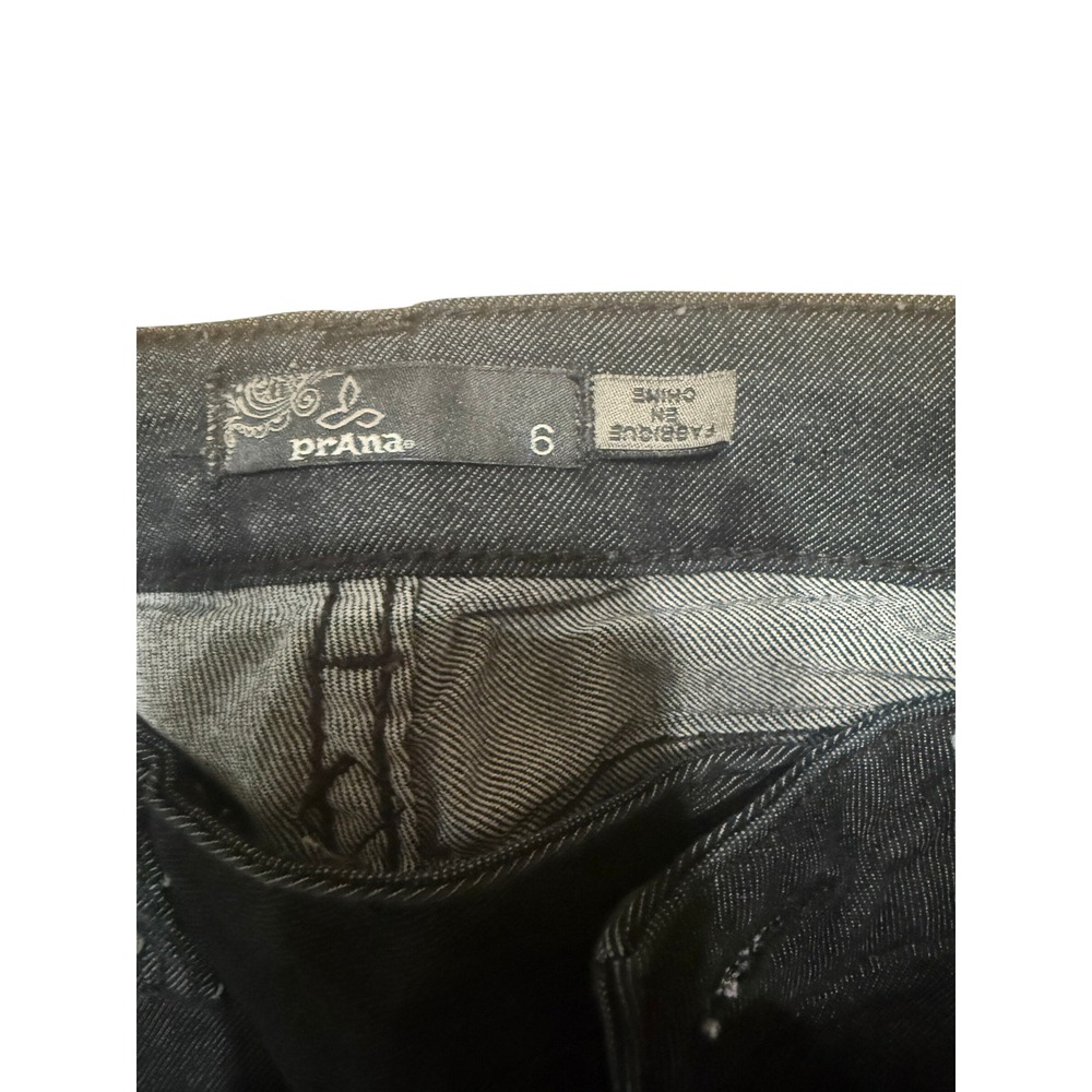 prAna Womens Black Denim Pants Size 6 Straight Leg Classic Fit - Picture 4 of 6